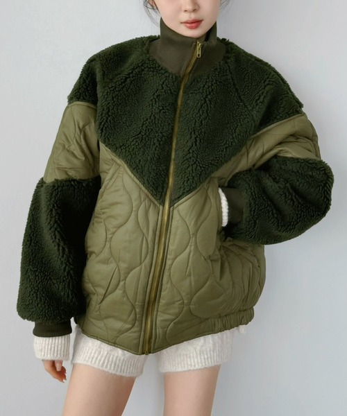 美品 ミュベール ダウンコートXL カーキ キルティング ビジュウ 羽 美