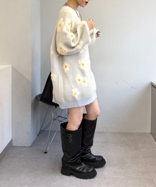w closet（ダブルクローゼット） ニット セーター フラワーシャギー