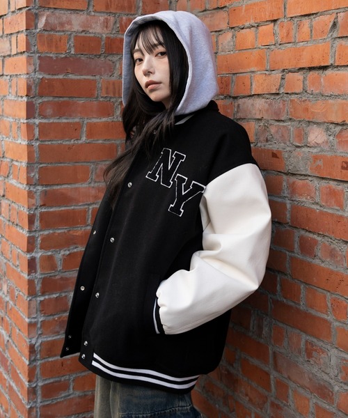 WEGO（ウィゴー） スタジャン WEGO/2WAYフード付きビッグスタジャン