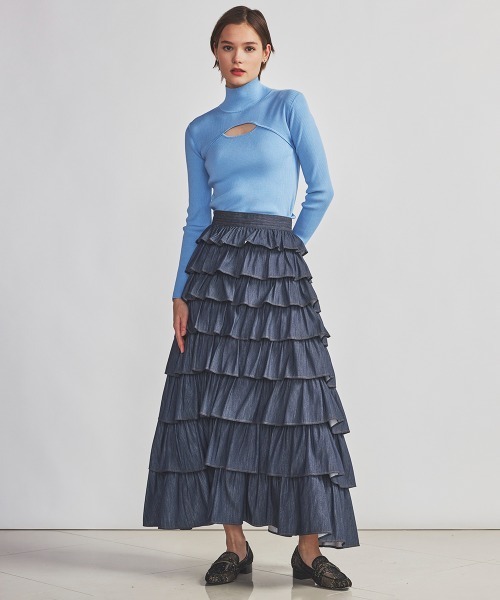 「ESSENTIAL」 長袖カットソー 36 ブルー レディース_画像8