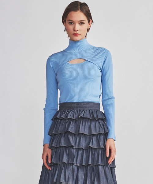 「ESSENTIAL」 長袖カットソー 36 ブルー レディース_画像9