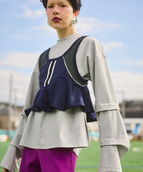 OMMO（オーエムエムオー） tシャツ TUCK LONG SLEEVE TOP レディース