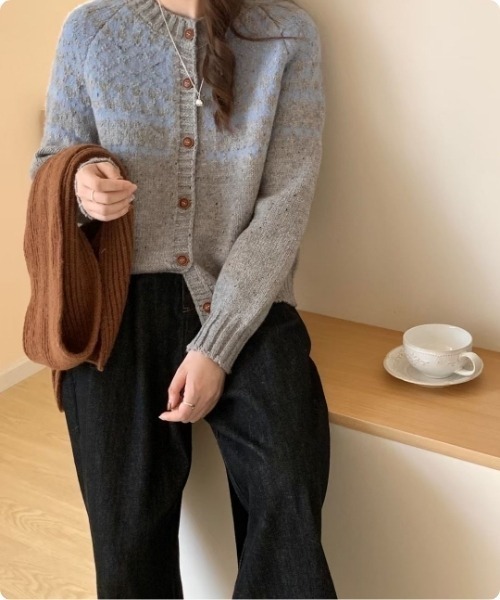 I.O.E カーディガン ノルディック柄 ニットカーディガン レディース