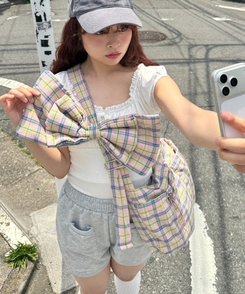 SOLLON.（ソルロン） ショルダーバッグ バッグ ビッグリボンチェック