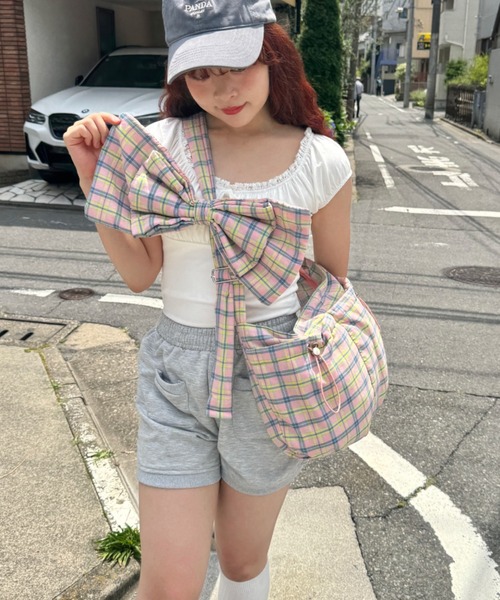 SOLLON.（ソルロン） ショルダーバッグ バッグ ビッグリボンチェック