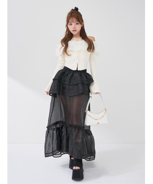 Darich レイヤードシアーパイピングボリュームスカート Darich（ダーリッチ） スカート レイヤードシアーパイピングボリューム