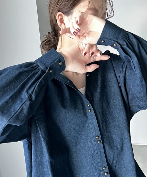 「ms+ ideal」 長袖チュニック LARGE ネイビー レディース_画像4