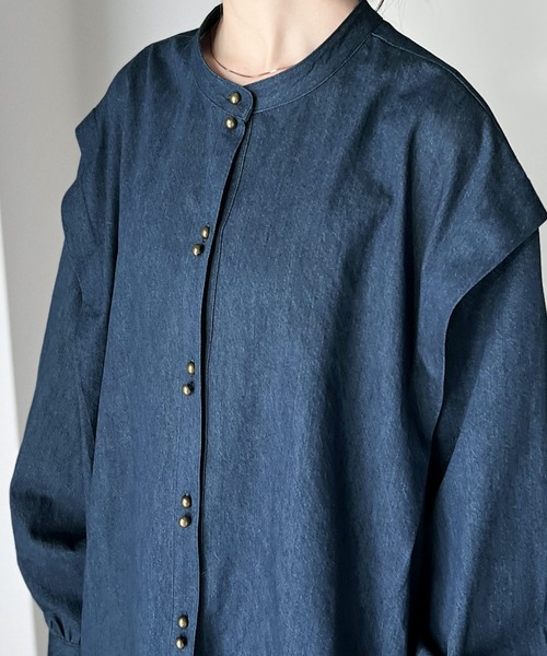 「ms+ ideal」 長袖チュニック LARGE ネイビー レディース_画像6