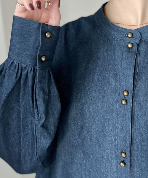 「ms+ ideal」 長袖チュニック LARGE ネイビー レディース_画像7