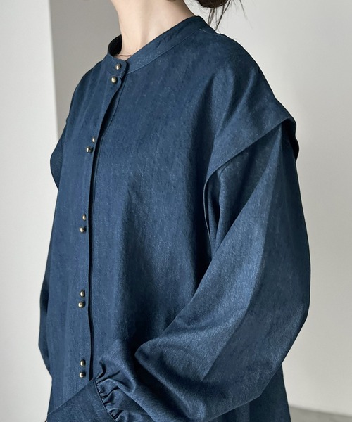 「ms+ ideal」 長袖チュニック LARGE ネイビー レディース_画像8