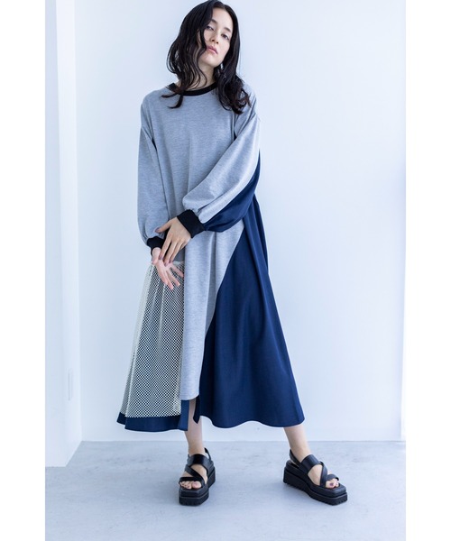 「OSMOSIS」 長袖ワンピース ONE SIZE ブラック レディース_画像2