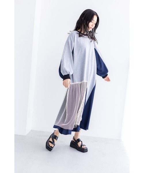 「OSMOSIS」 長袖ワンピース ONE SIZE ブラック レディース_画像3