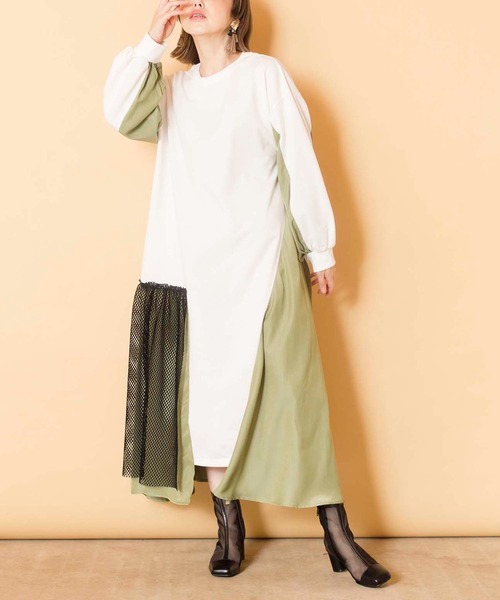 「OSMOSIS」 長袖ワンピース ONE SIZE ブラック レディース_画像8