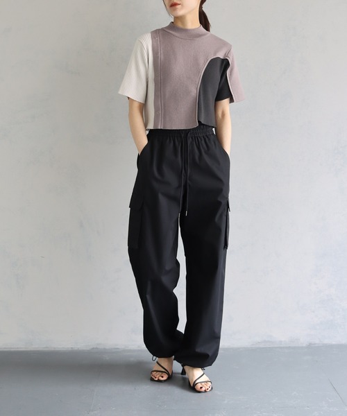 「&g'aime」 半袖ニット FREE チャコールグレー レディース_画像5