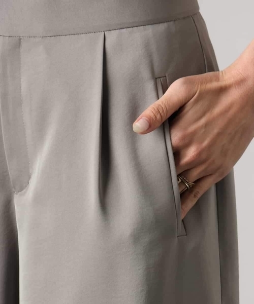ワイドパンツ スウェットパンツ ジャージ 「リラックスボトム」ダルサテン ワイドパンツ レディースの画像
