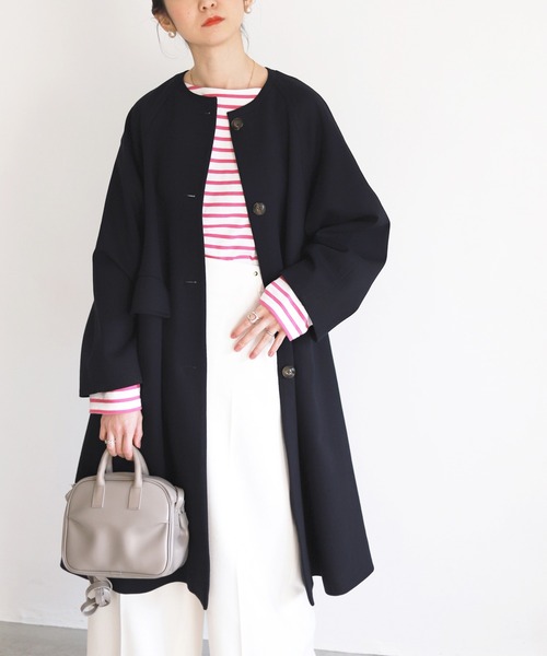「SLOBE IENA」 ノーカラーコート 38 ベージュ レディース_画像2