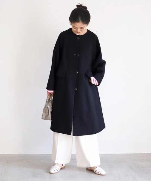 「SLOBE IENA」 ノーカラーコート 38 ベージュ レディース_画像3