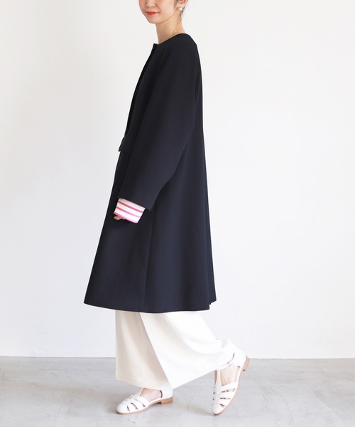 「SLOBE IENA」 ノーカラーコート 38 ベージュ レディース_画像4