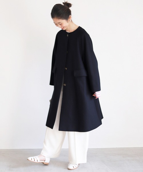「SLOBE IENA」 ノーカラーコート 38 ベージュ レディース_画像5