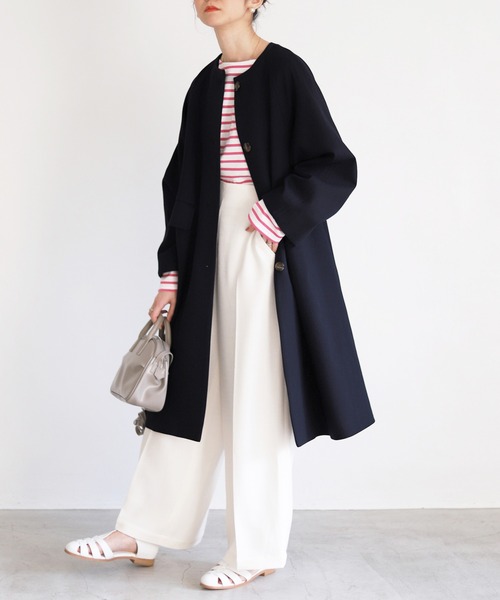 「SLOBE IENA」 ノーカラーコート 38 ベージュ レディース_画像8