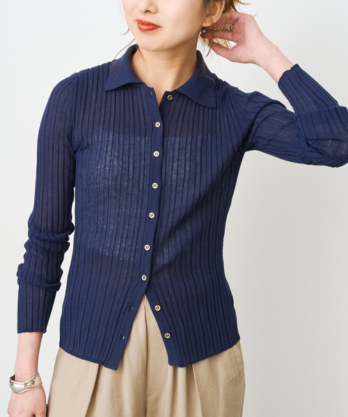 Spick&Span シアーポロシャツニットプルオーバー 手洗い可 / シアーポロシャツニットプルオーバー（ニット／セーター