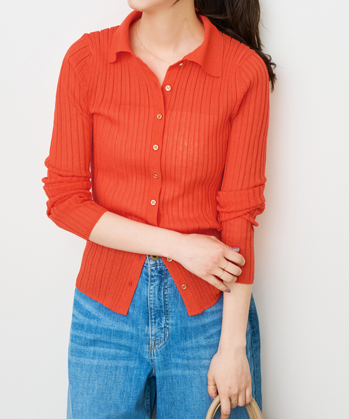 Spick&Span シアーポロシャツニットプルオーバー 手洗い可 / シアーポロシャツニットプルオーバー（ニット／セーター