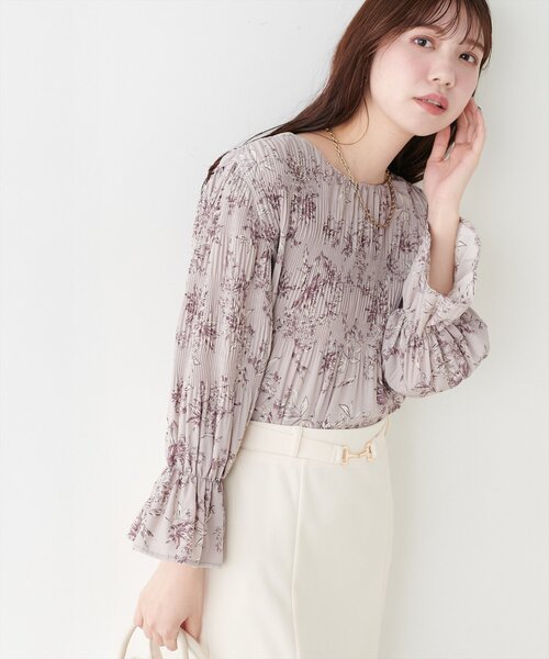 2WAYマジョリカブラウス natural couture ブラウス シャツ マジョリカプリーツブラウス