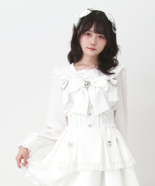 DearMyLove ブラウス シャツ レースアップはしごレースセーラー