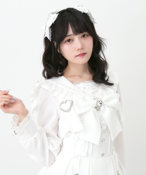 DearMyLove ブラウス シャツ レースアップはしごレースセーラー