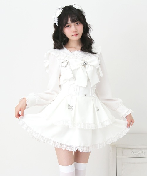 【美品】DEPT mother ヴィンテージ  セーラーブラウスシャツ　ホワイト DearMyLove ブラウス シャツ レースアップはしごレースセーラー