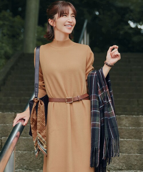 「Tiaclasse」 ニットワンピース L ボルドー レディース_画像5