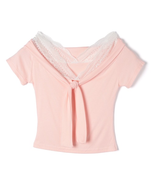 M DOLLY tシャツ 半袖 Lace colette bowtie ribbon tops/レース
