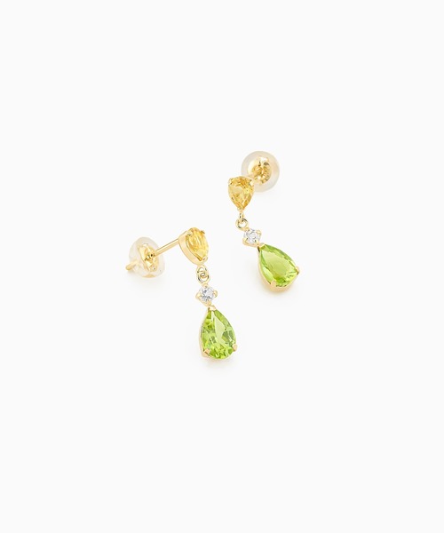 ピアス K10YG ペリドット ピアス レディースの画像