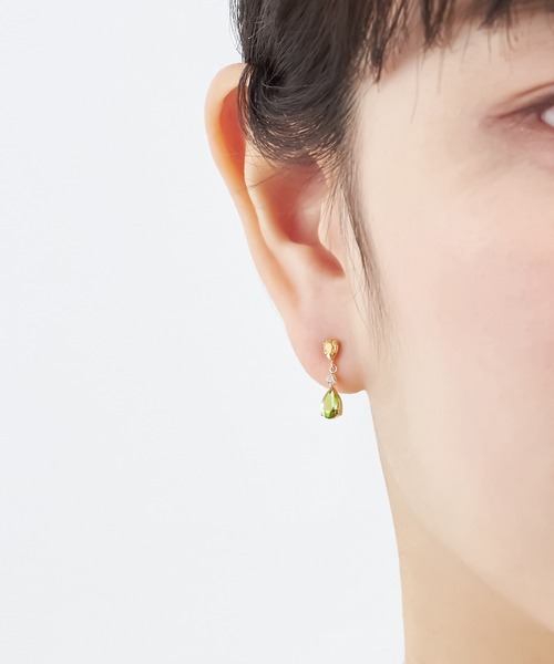 ピアス K10YG ペリドット ピアス レディースの画像