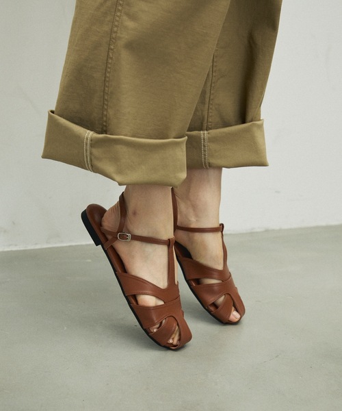 「Lutim by u」 「thebulagedesign」フラットサンダル 39 アイボリー レディース_画像4