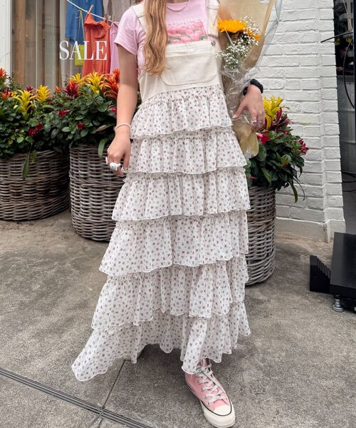 Wcloset フリルティアードジャンパースカート ワンピース w closet（ダブルクローゼット） ワンピース フリルティアード