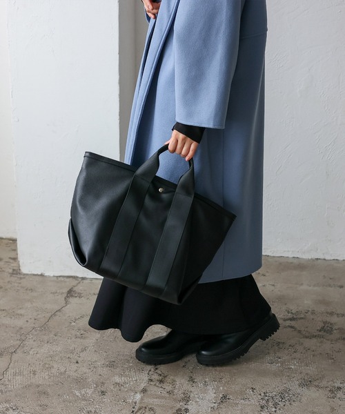 2WAYサイドBELTウールCT⌘ブラックS VitaFelice（ヴィータフェリーチェ） トートバッグ マチ広2wayテープ