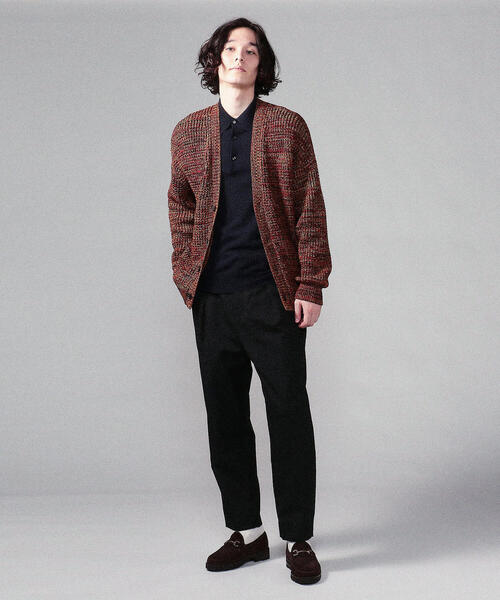 ニット CABaN コットンカシミヤワッフルMIX Vネックカーディガン