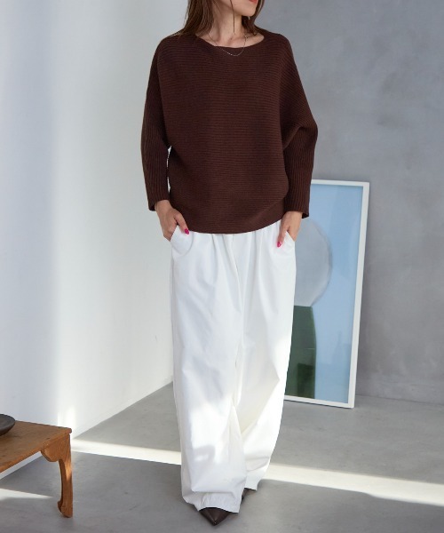 TRIANGLE PALETTE ニット セーター ボートネック ドルマン リブニット