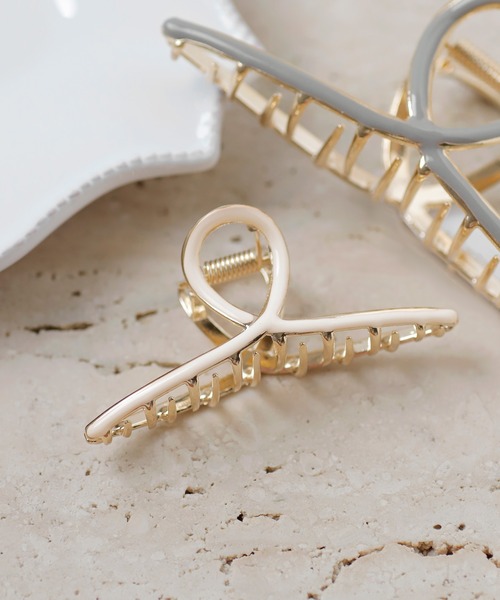 HERMES ヘアクリップ　エクリプス GM 人気カラー ANEMONE】グリッタースリムヘアクリップ[2本セット]｜アネモネ