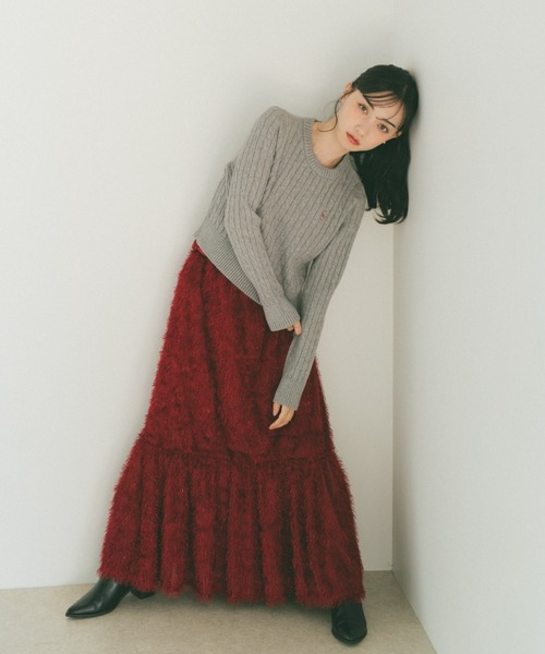 VANNIE U（ヴァニーユー） スカート ラメフェザーティアードスカート/S