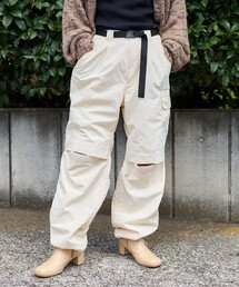 FREAK'S STORE カーゴパンツ ベルト付き ナイロン フリース