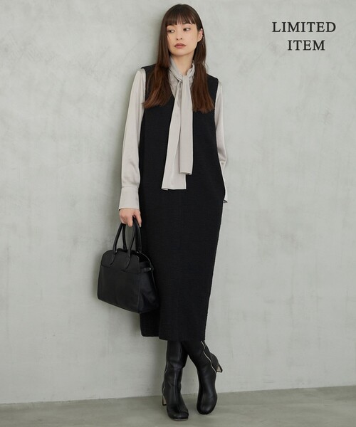 ICB BackSatinette ジャンパースカートワンピース セール】 【WEB限定・洗える】BackSatinGeorgette ジャンパースカート