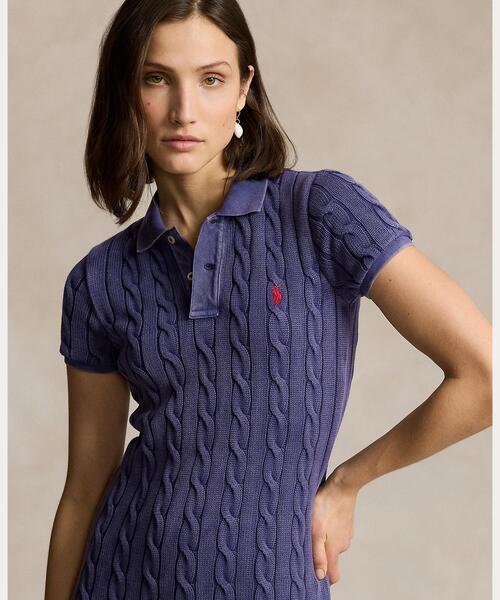 RalphLauren ケーブルニット ドレス ポロシャツワンピース POLO RALPH LAUREN ワンピース ケーブルニット コットン Polo