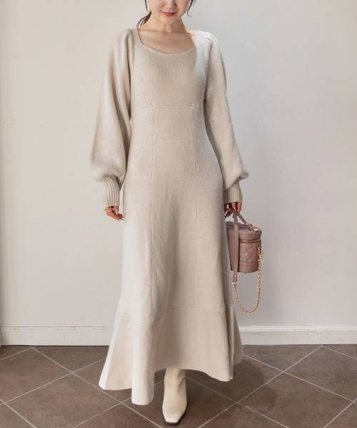 RANDA」 ニットワンピース 1 パープル レディース : 82772528  