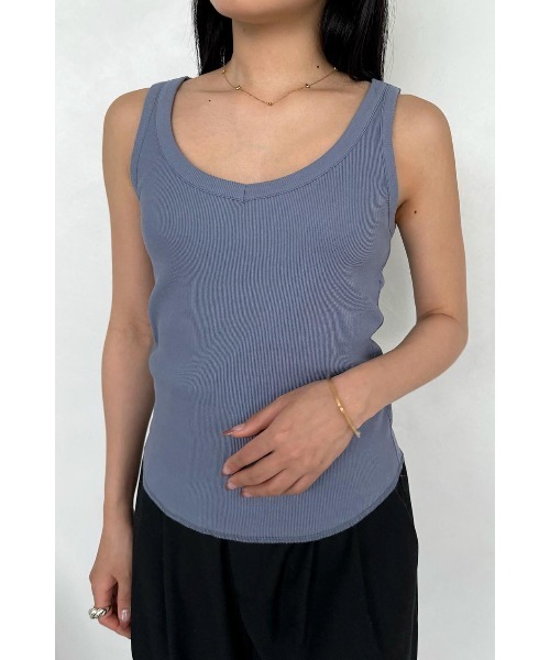 タンクトップ ノースリーブ Basic V Neck Rib Tank Top /Basic Vネックタンクトップ レディース