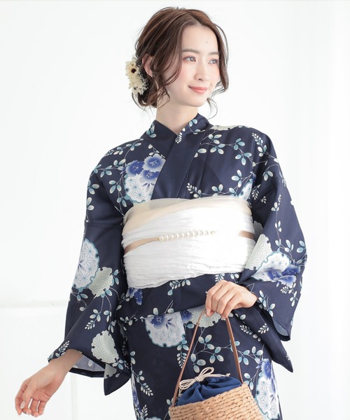 新品未使用　ノーアイロン　人気浴衣　ポリエステル　洗える浴衣　夏着物　ブルー 新品未使用 ノーアイロン 人気浴衣 ポリエステル 洗える浴衣 夏