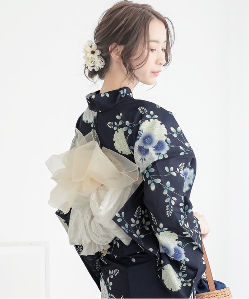 夏色美人 浴衣 レディース 浴衣2点セット（浴衣＋しわ兵児帯）F