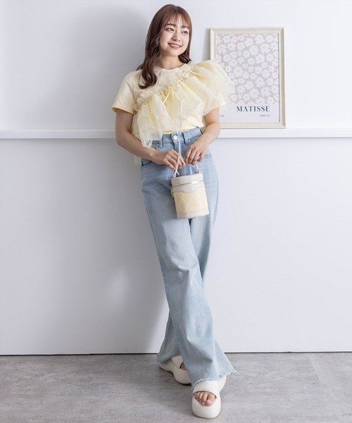 tシャツ ソフトチュールトップス レディース cepo tシャツ シャーリンングリボンチュールトップス レディース