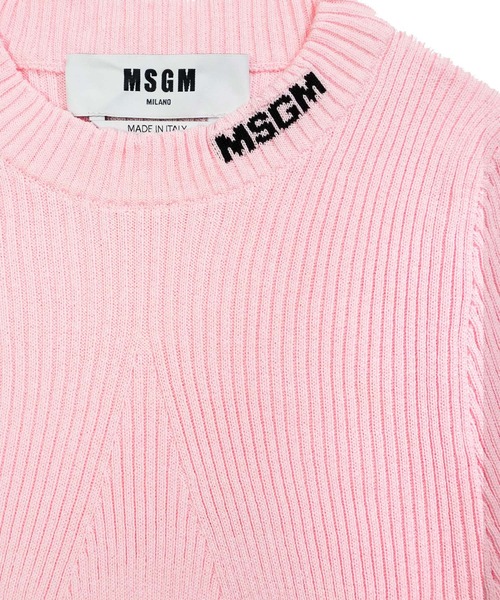 MSGM ニット ストレッチリブ ジャガードロゴセーター レディース  